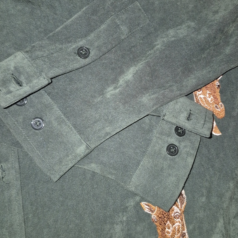 Quacker Factory Vintage Green Faux Suede Embroidered Giraffe Motif.(#1824) Sz.L. - Picture 12 of 15